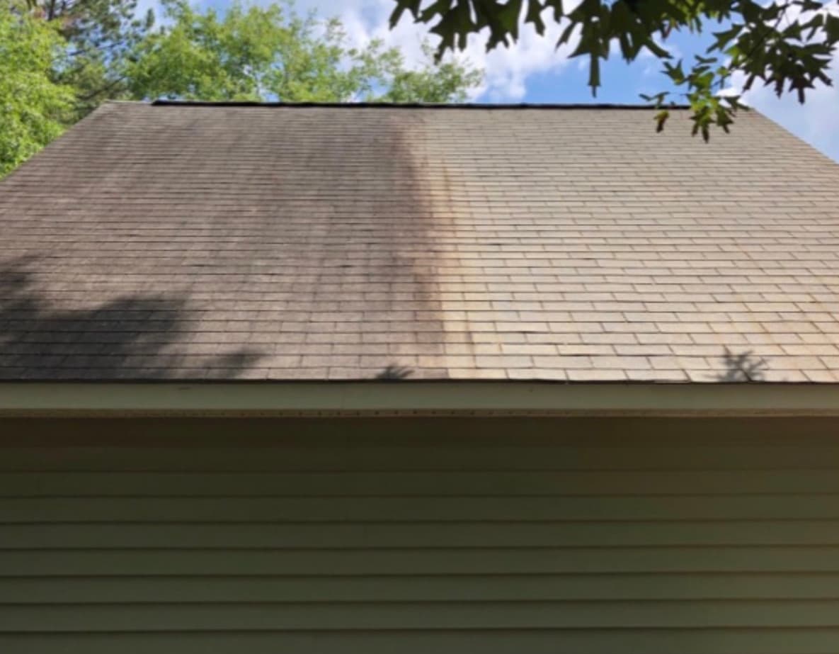 Roof Washing — before and after